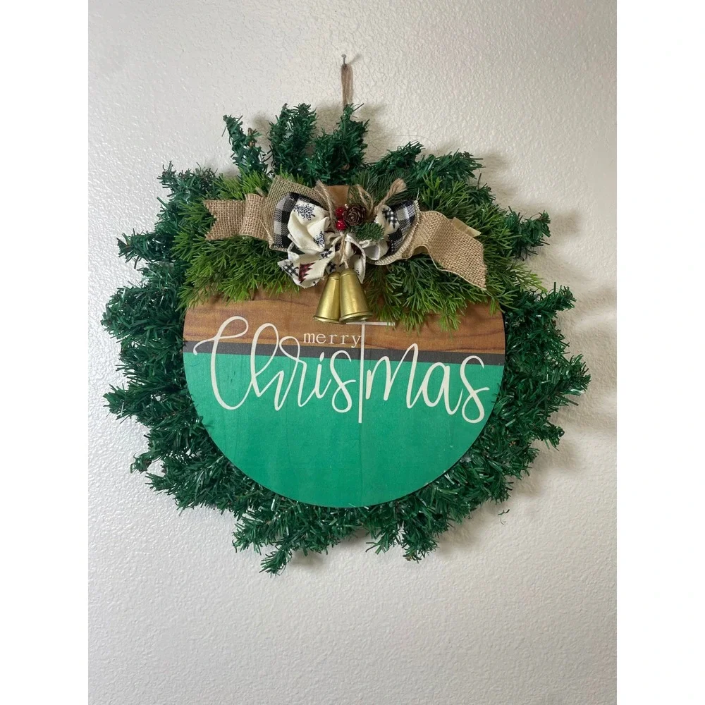 Christmas Wreath Unbranded Home Decor OS Green Excellent Rustic‎ Farmhouse Bells